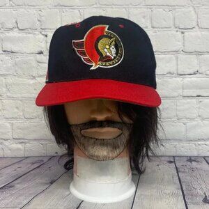 Ottawa Senators Hat Cap Fitted Large Black Red American Needle Airhead Air Pump